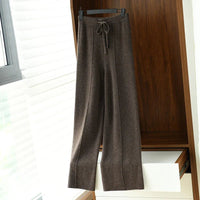 Drawstring Wide-Leg Wool Pants