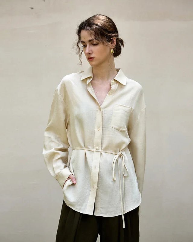 Elegant Lapel Single-Breasted Ol Shirt