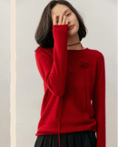 Cashmere Rolled-Up Round Neck Loose Sweater