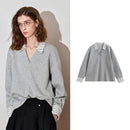 Contrasting Color Splicing Fake Two Piece Pullover Tops