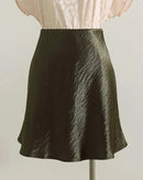 Elastic Waist Satin A-Line Mini Skirt