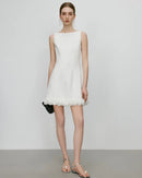 High-End Boat Neck Petal Design Dress