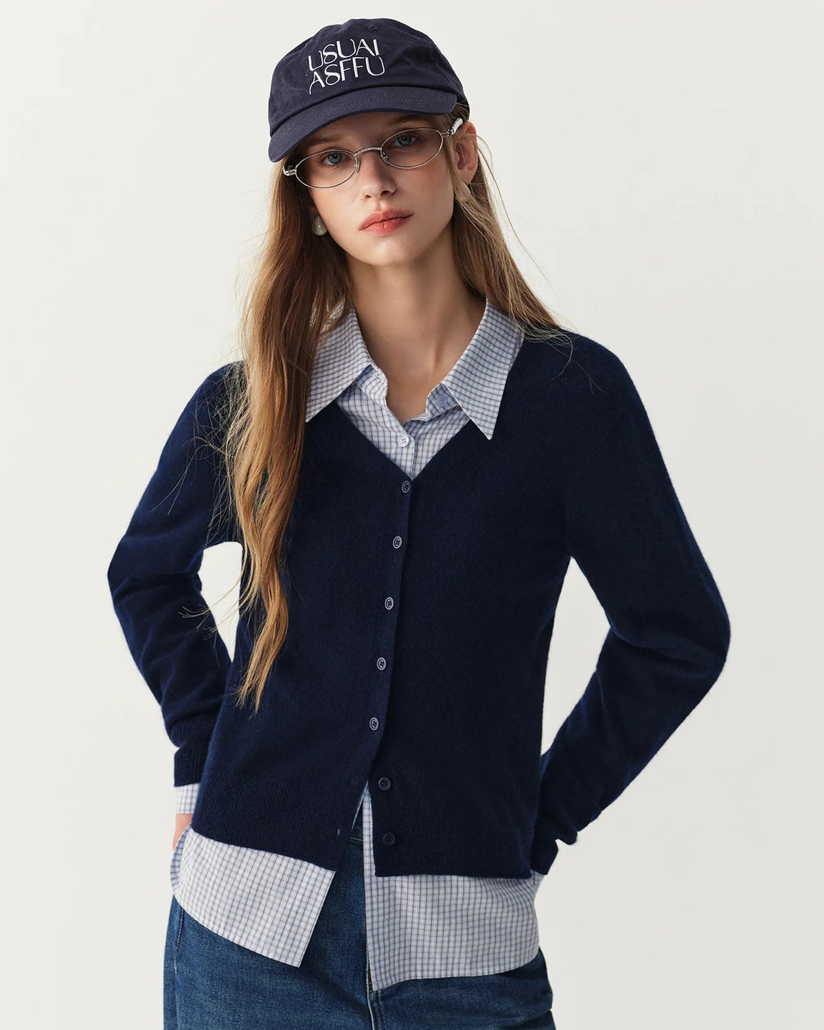 Rib-Trim Wool V-Neck Cardigan