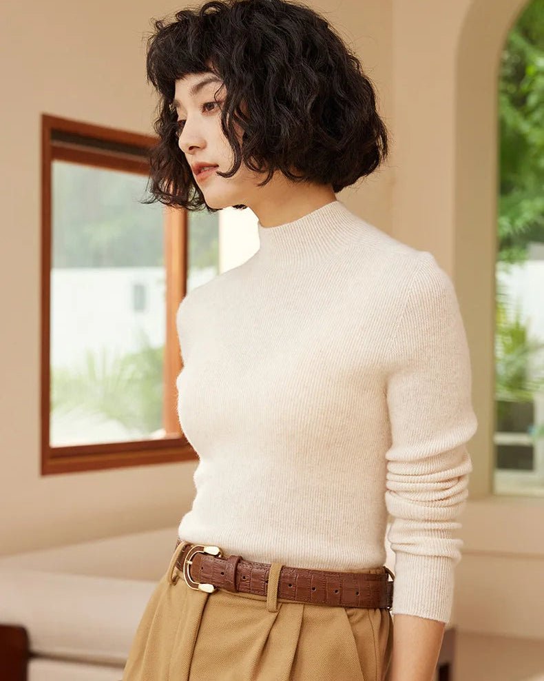 Cashmere Turtleneck Pullover Slim-Fit Knit Sweater