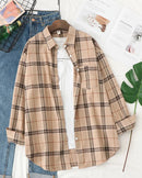 Plaid Lapel Single-Breasted Loose Shirt