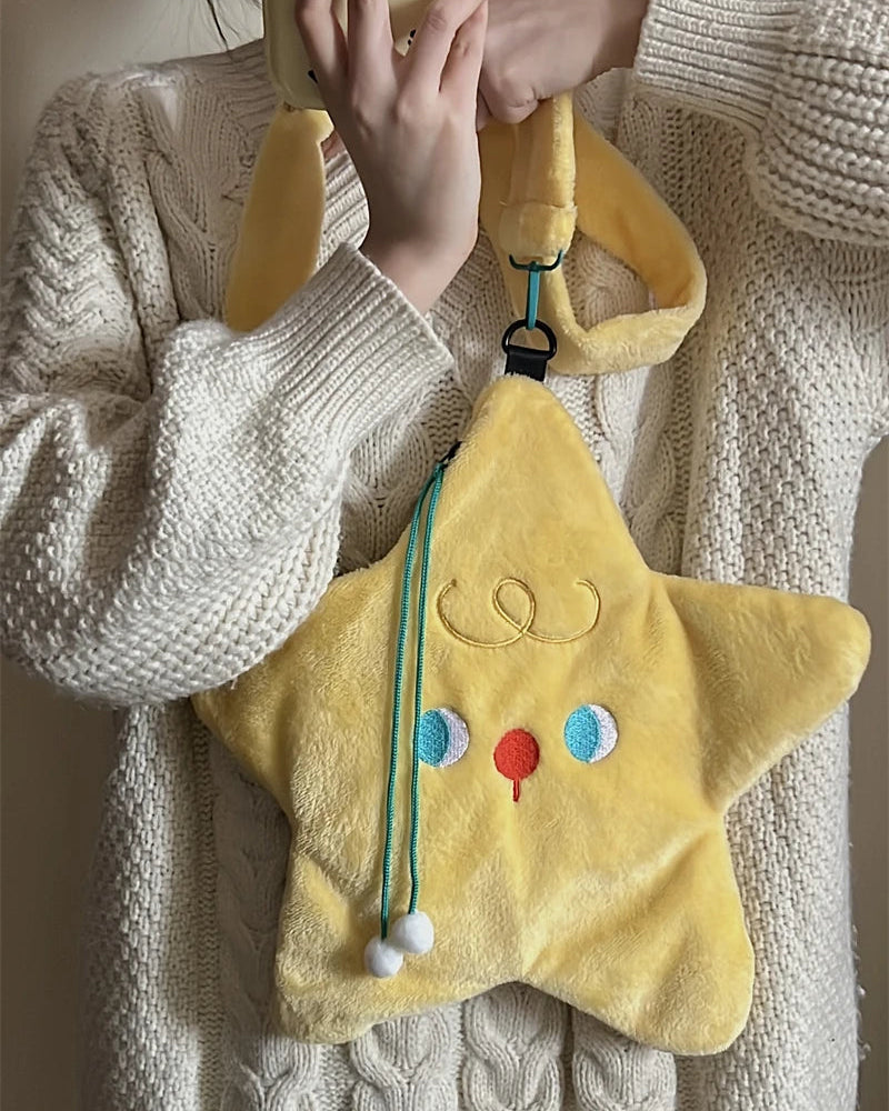 Star-Shaped Faux Fur Crossbody Bag