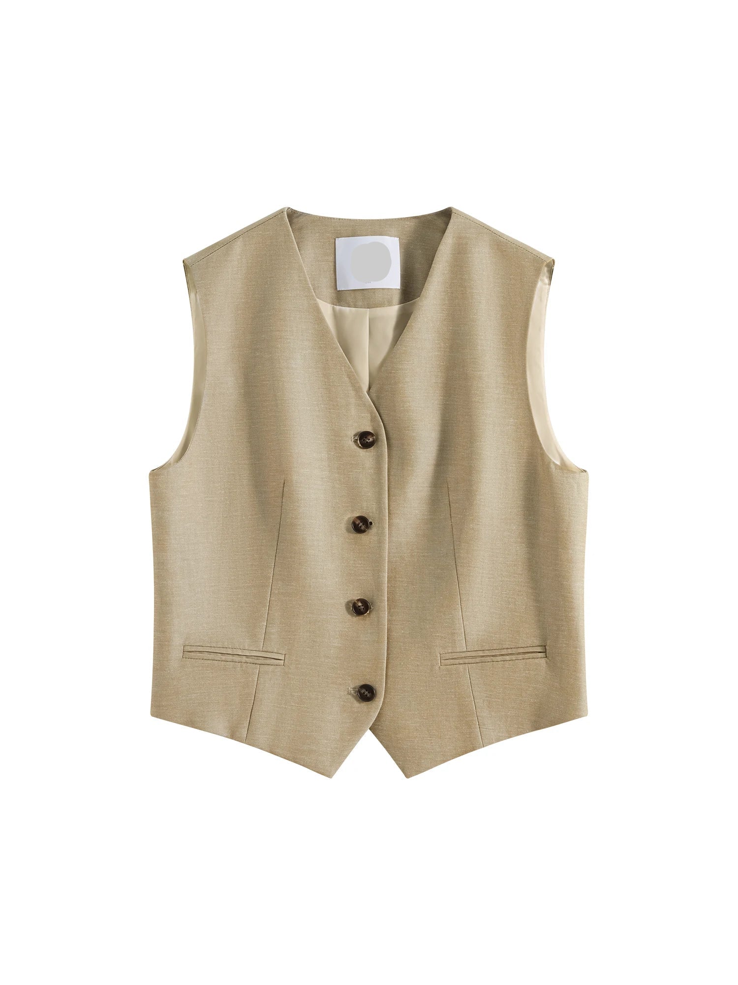 Tailored Linen Blend V-Neck Vest