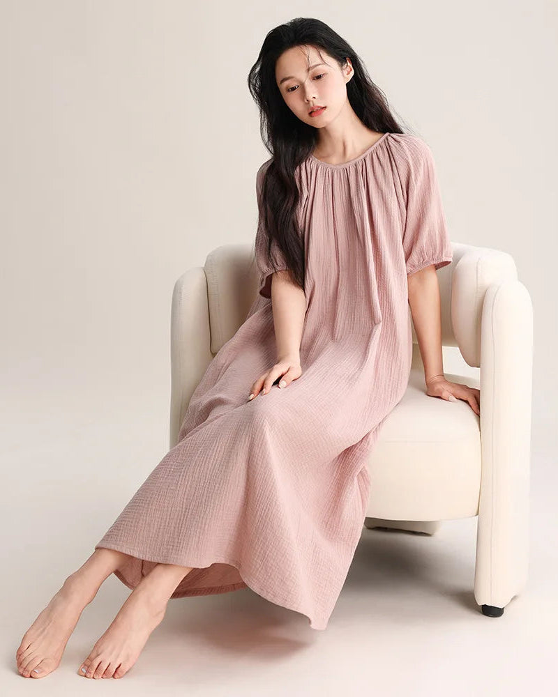 Relaxed Cotton Short Sleeve Sleep Dress