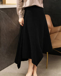 Merino Wool Asymmetric Knit Skirt