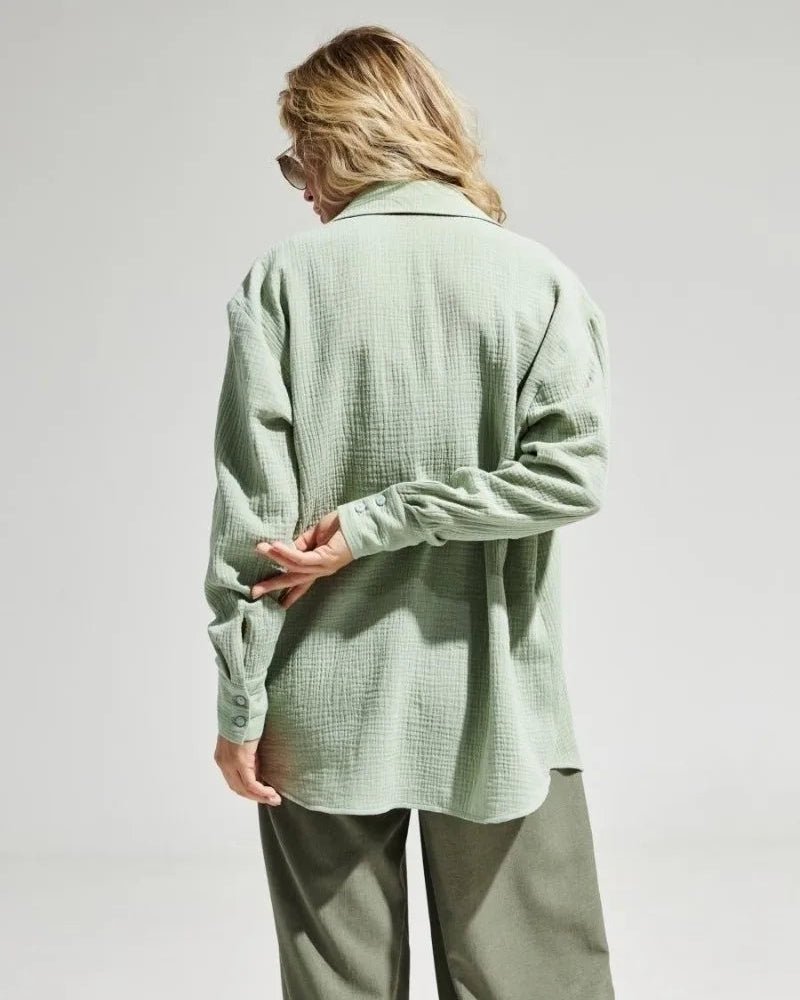 Lapel Collar Single-Breasted Loose-Fitting Shirt