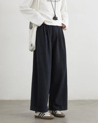 High-Waist Pleated Wide-Leg Casual Trousers
