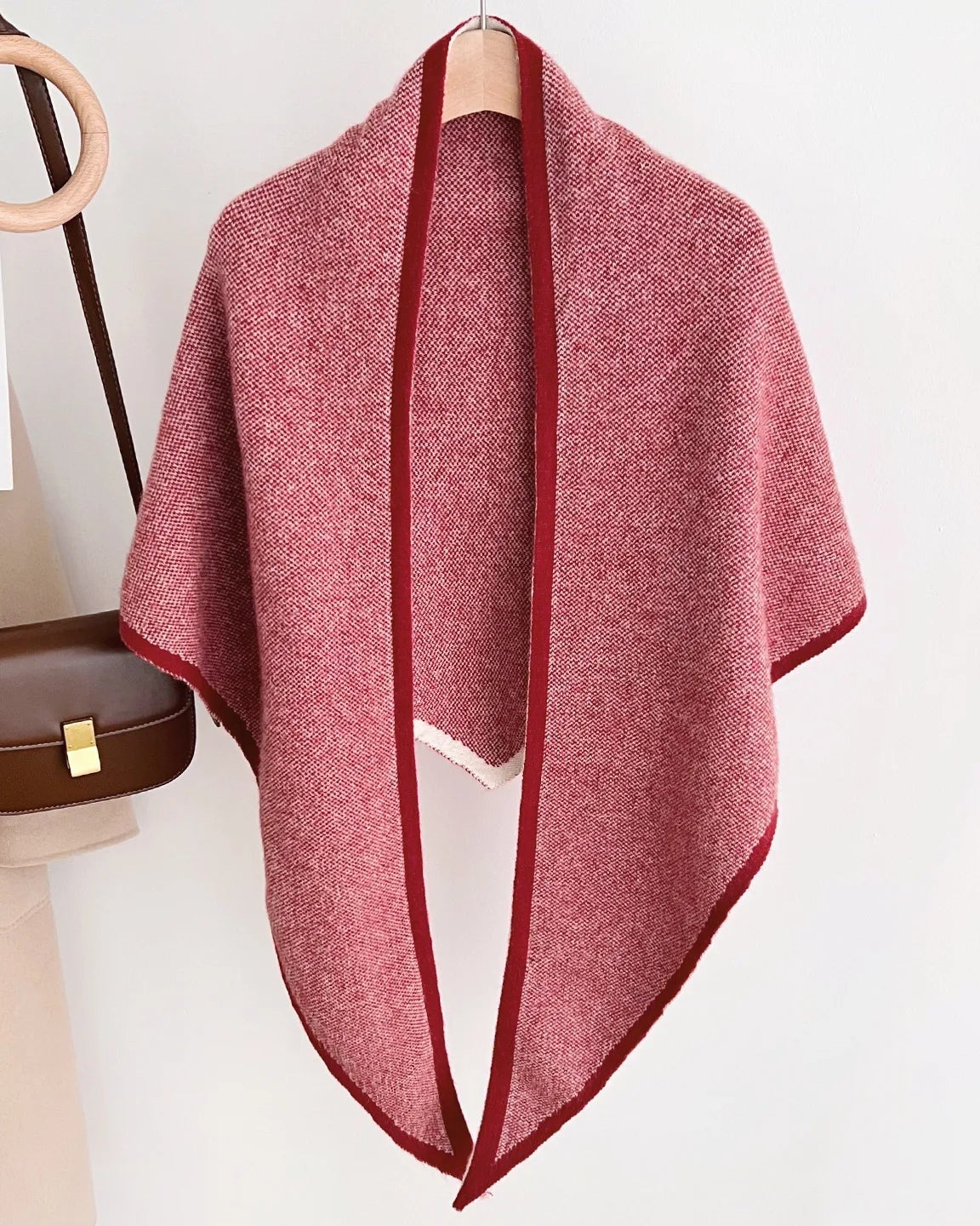 Textured Wool Blend Triangle Shawl