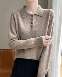 Wool Polo Collar Knitted Pullover Sweater