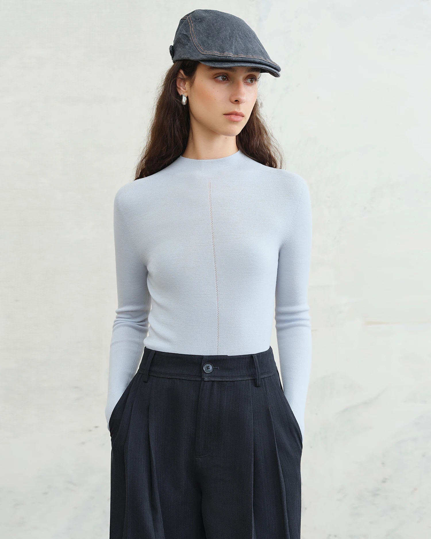 Half-Collar Wool Superfine Seamless Sweater