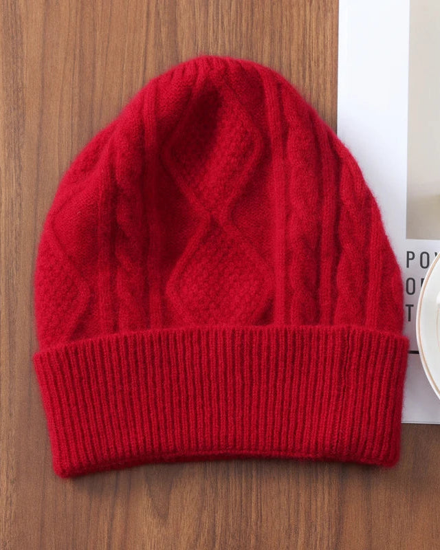 Diamond-Knit Wool Beanie