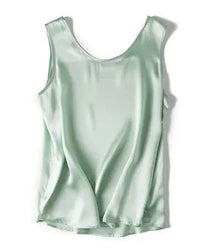 Crew-Neck Sleeveless Silk Top
