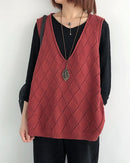 Oversized V-Neck Hollow Knit Vest