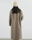 Double-Breasted Wool Blend Long Coat