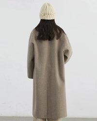 Double-Breasted Wool Blend Long Coat