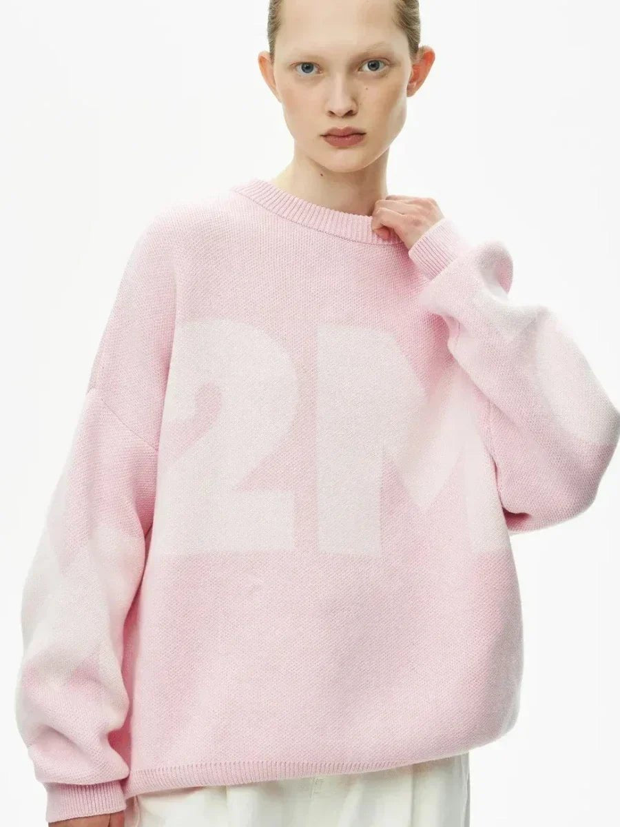 Oversized O-neck Knitted Pullover
