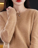 Wool Crew Neck Long-Sleeved Pullover Sweater