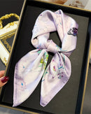 Floral Print Satin Square Scarf