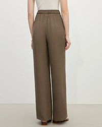 Linen Straight Elastic High Waist Pants