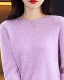 Wool Crew Neck Long-Sleeved Pullover Sweater