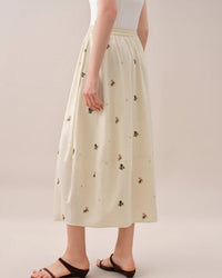 Embroidered Tulip Midi Skirt