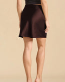 Satin Lace Trim A-Line Mini Skirt