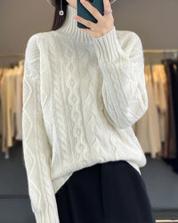 Merino Wool Twist Turtleneck Sweater