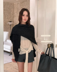 Wool Oversized Triangle Shawl Scarf