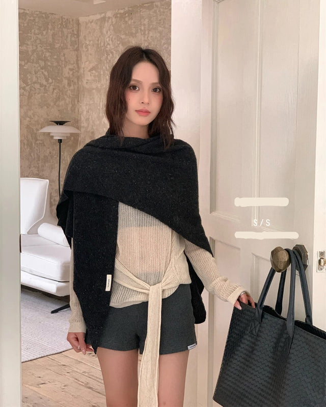 Wool Oversized Triangle Shawl Scarf