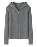 Hooded Cashmere Zip Cardigan