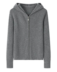 Hooded Cashmere Zip Cardigan