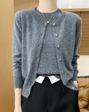 Wool Cardigan Crew Neck T-Shirt Two-Piece Sweater Set