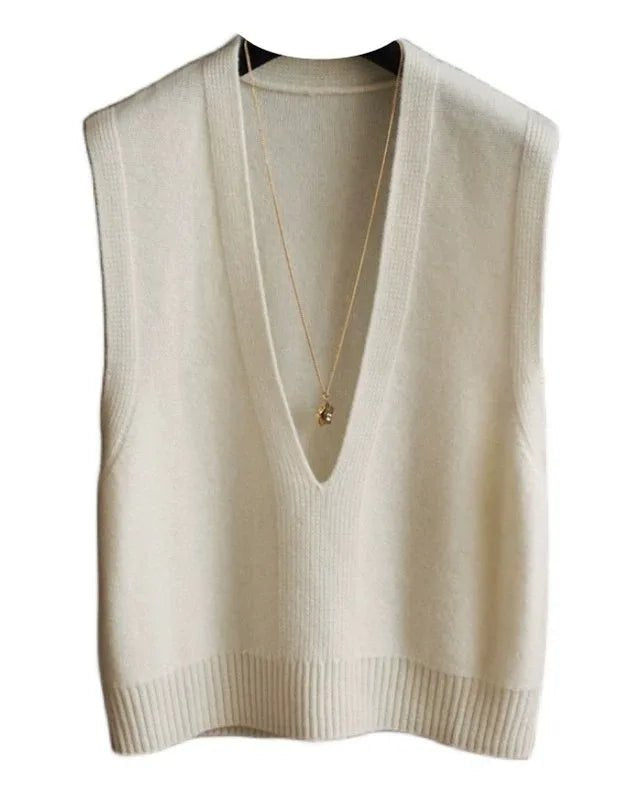Deep V-Neck Wool Vest