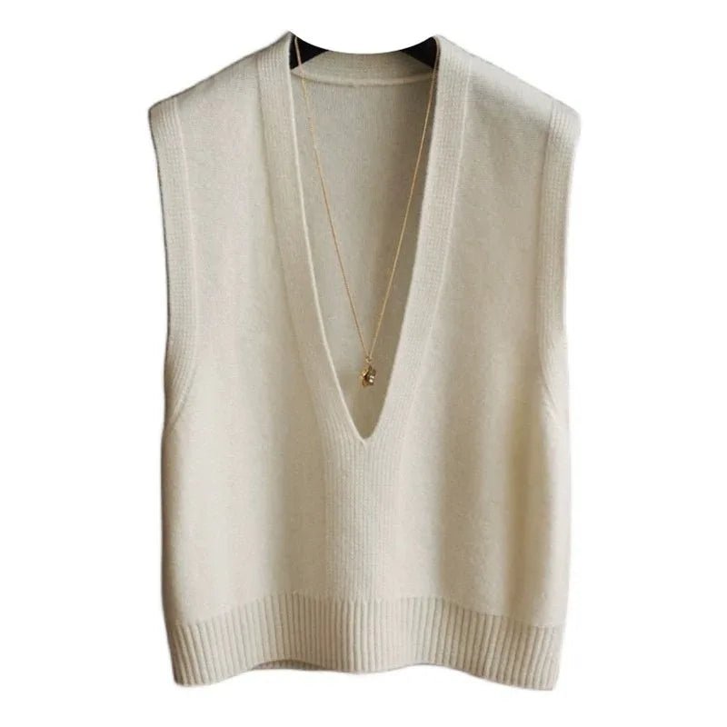 Deep V-Neck Wool Vest