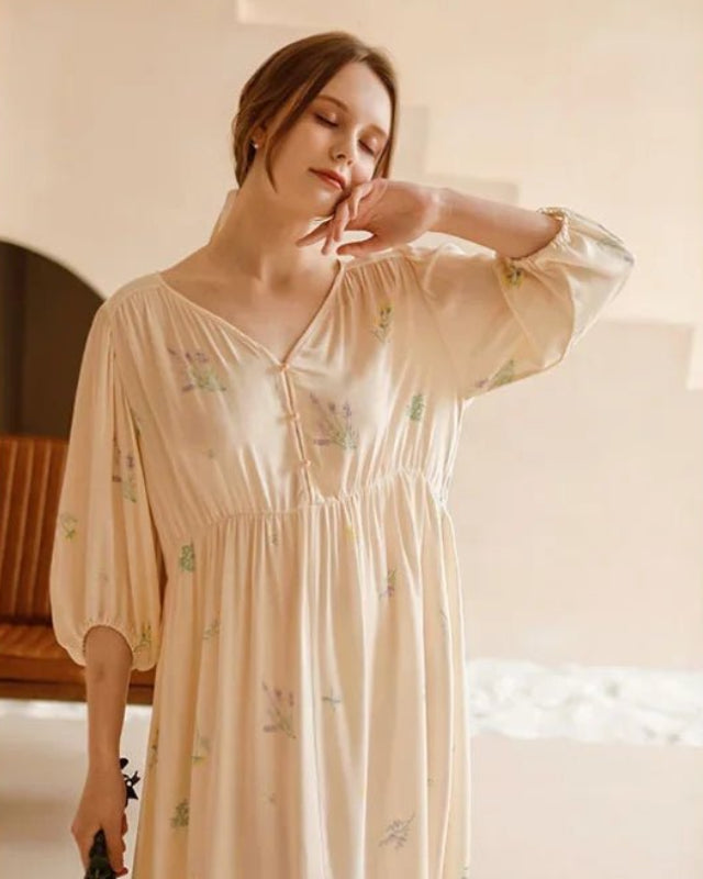 Printed Sweet Satin Sleep Dress