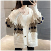 Vintage Plaid Single Breasted Cardigan