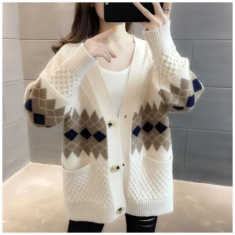 Vintage Plaid Single Breasted Cardigan