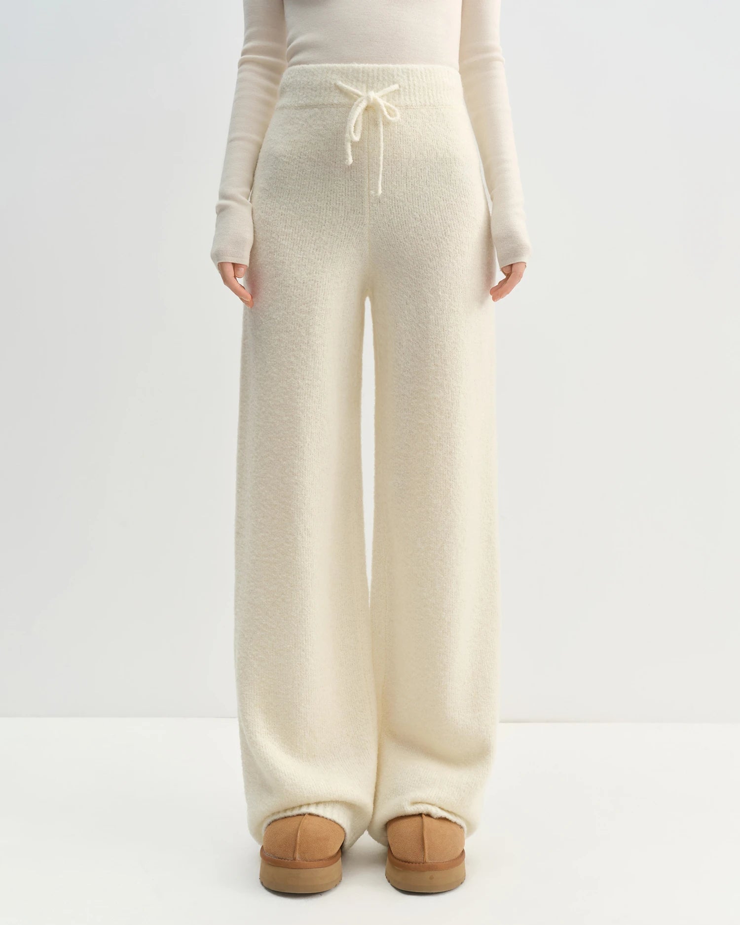 Wool Blend Knitted Long Pants