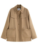 Cotton Lyocell Solid Turtleneck Loose Long Knit Coat