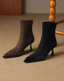 Retro Pointed-Toe Stiletto Ankle Boots