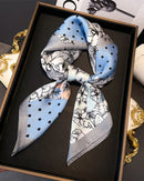 Printed Satin Square Neckerchief Scarf
