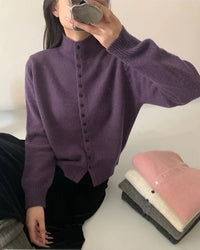 Comfortable Stand-Collar Single-Breasted Sweater