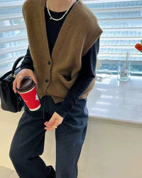 Merino Wool V-Neck Knit Vest