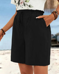High-Waisted Linen Drawstring Shorts