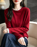 Layered-Look Wool-Blend Knit Top