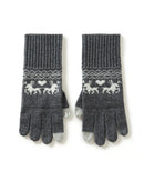 100% pure cashmere jacquard gloves with touchscreen fingertips. Classic knit, wrist-length warmth for women this winter.